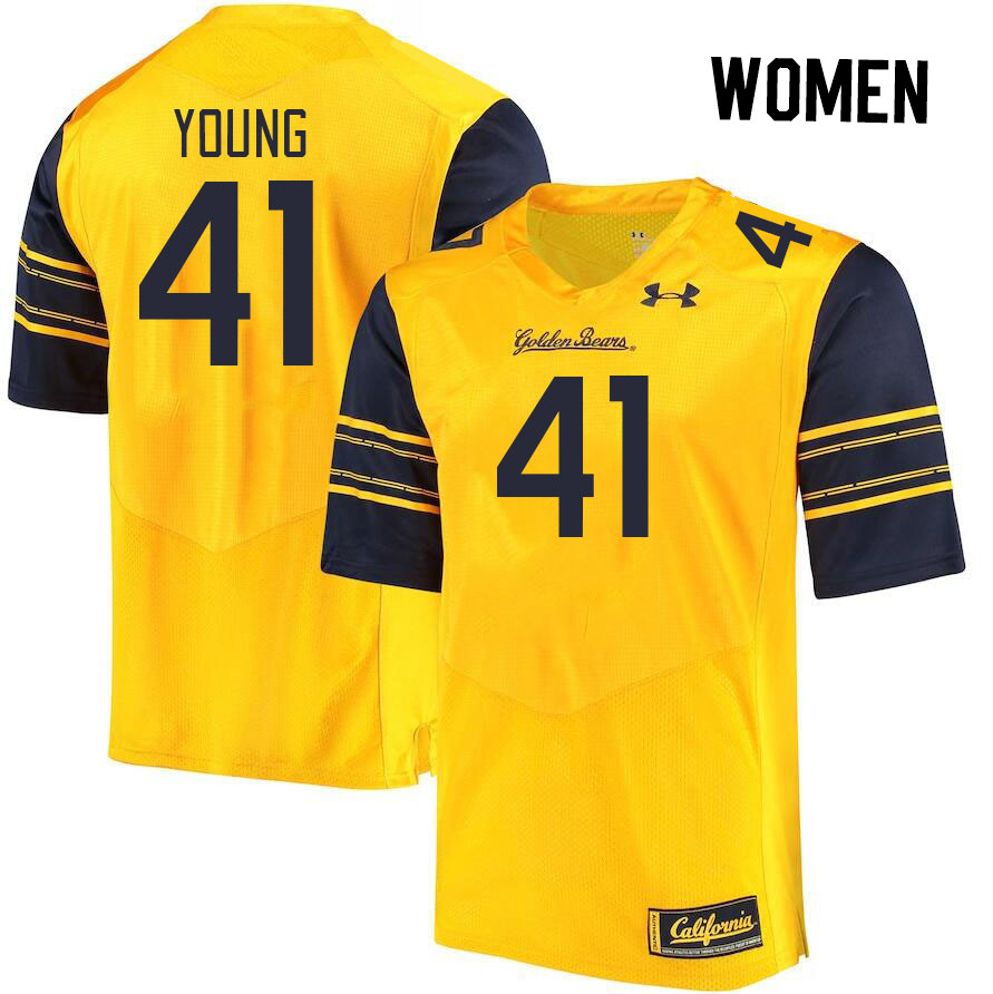 Women #41 Isaiah Young California Golden Bears College Football Jerseys Stitched Sale-Gold - Click Image to Close